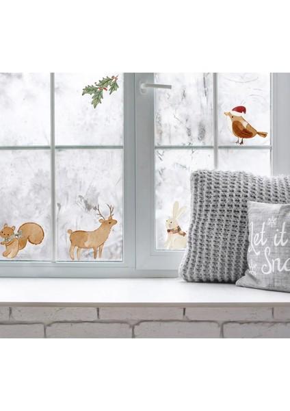 Yeni Yıl Merry Christmas Cam Duvar Sticker Setleri - Yılbaşı Seti