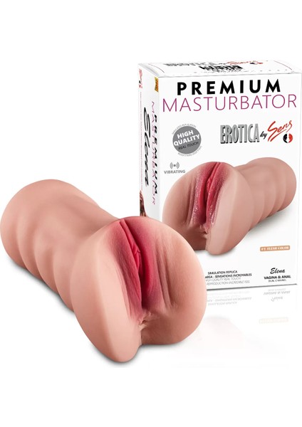 Love Glow Premium Masturbator Elena- Realistik Dokulu Ten Rengi Anal Vajinal 2 In 1 Titreşimli Suni Vajina