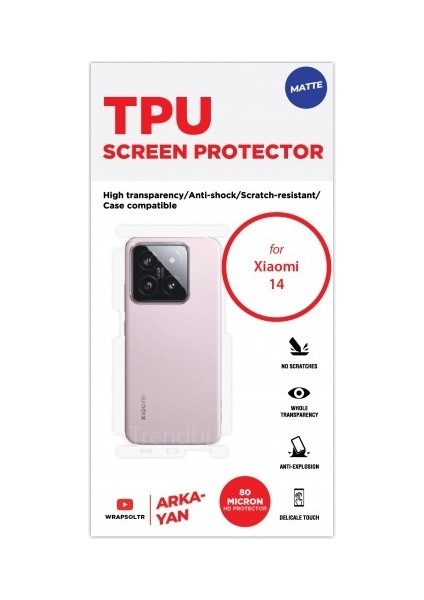 Xiaomi 14 Mat Arka ve Yan Koruyucu Tpu Film fiyatları