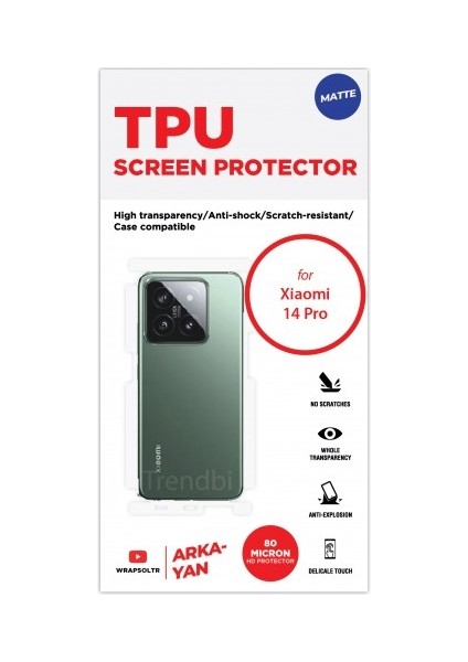 Xiaomi 14 Pro Mat Arka ve Yan Koruyucu Tpu Film fiyatları