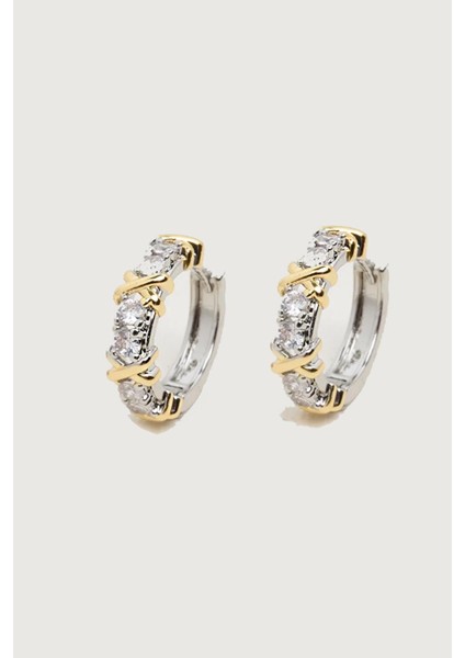 Xoxo Love Me Taşlı Halka Küpe 2cm Antiallerjik Kararmaz