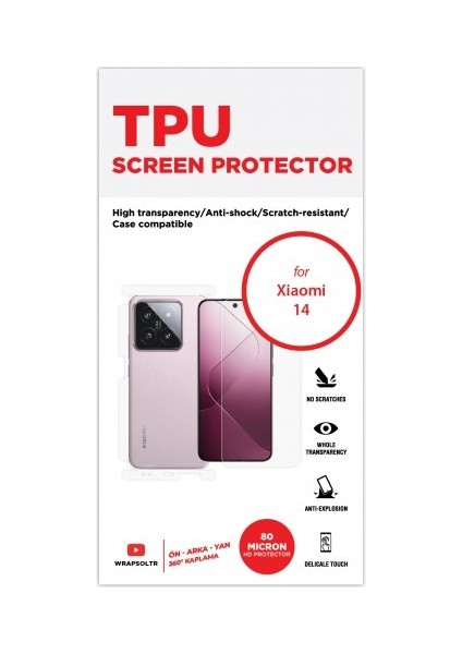 Xiaomi 14 Ön, Arka ve Yan 360 Derece Tam Kaplama Tpu Film fiyatları