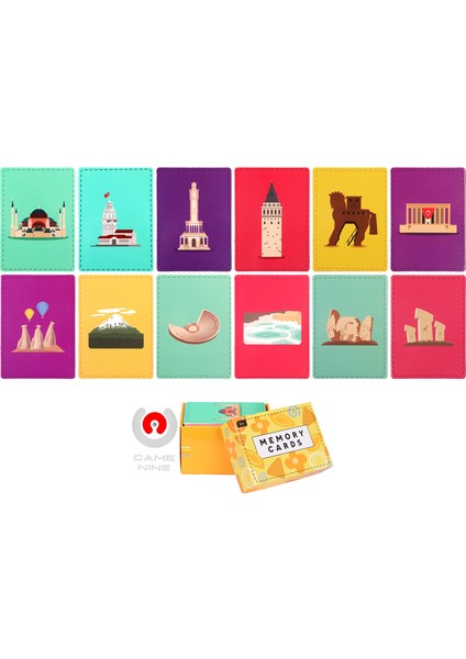 Okul Öncesi Hafıza Eşleştirme Ve Zeka Kartları Puzzle Oyuncak Şehir Simgeleri 12 Çift