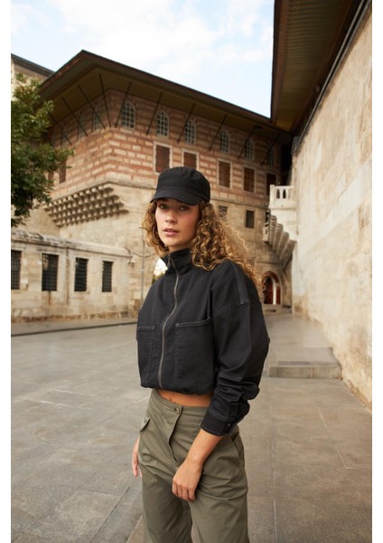 Kadın Marla Black Oversize Geniş Kesim Jean Ceket
