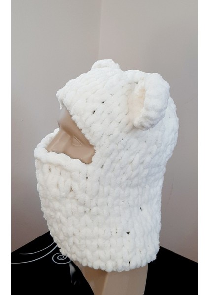 El Örgüsü Peluş Kar Maskesi Kayak Şapkası Kulaklı Balaclava