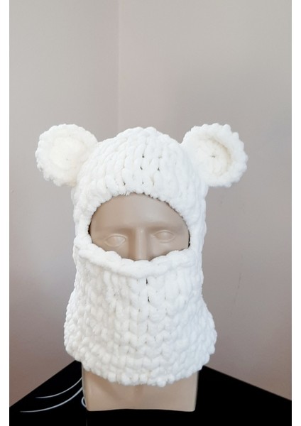 El Örgüsü Peluş Kar Maskesi Kayak Şapkası Kulaklı Balaclava