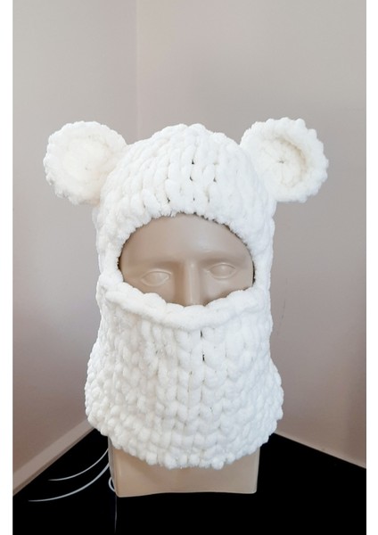 El Örgüsü Peluş Kar Maskesi Kayak Şapkası Kulaklı Balaclava
