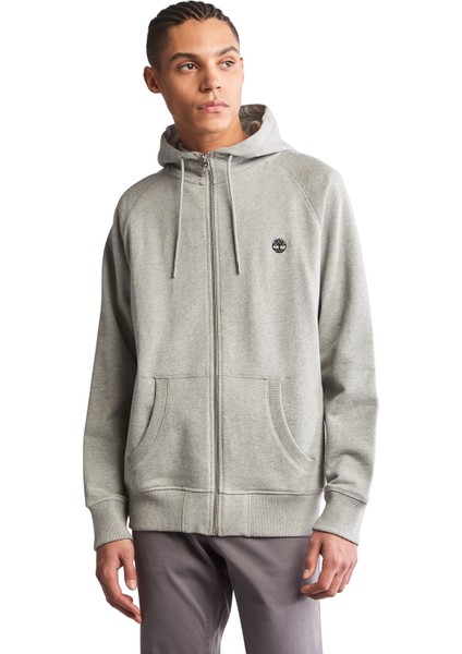 Gri Erkek Kapüşonlu Sweatshirt TB0A2F6Y0521_LOOPBACK Full Zip Hood