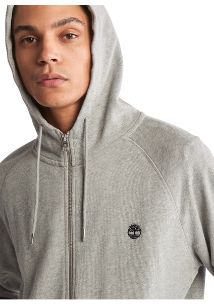 Gri Erkek Kapüşonlu Sweatshirt TB0A2F6Y0521_LOOPBACK Full Zip Hood