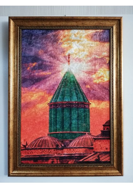 Dini Halı Tablo Yıkanabilir Solmayan Parlak ve Canlı 40CM x 50 cm Dekoratif Çerçeveli