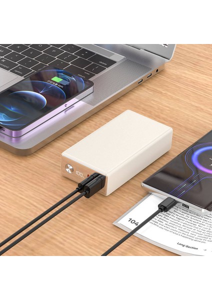 WI-P006 Rock LED Ekranlı Taşınabilir Powerbank Pd 20W 20000MAH Beyaz