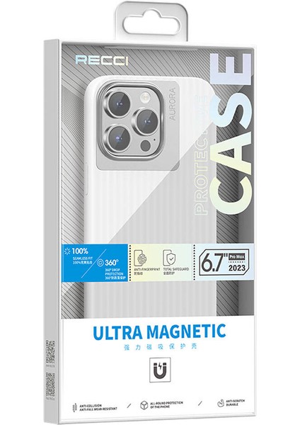 iPhone 15 Pro Max Uyumlu Kılıf Recci Aurora Serisi Magsafe Şarj Özellikli Kapak Beyaz indirimleri