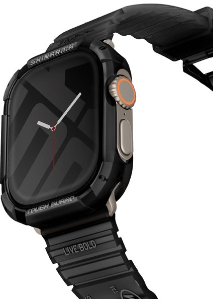 Watch Ultra Uyumlu 49MM Skinarma Kurono Buzlu Tasarım Sert Pc Kasa Koruyucu Siyah