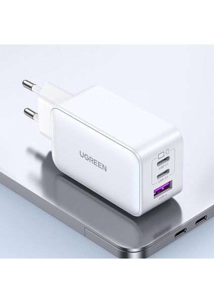 65W USB Type-C Qc 4.0 Pd 3.0 Ganx 3 Portlu Hızlı Şarj Cihazı Beyaz fırsatları