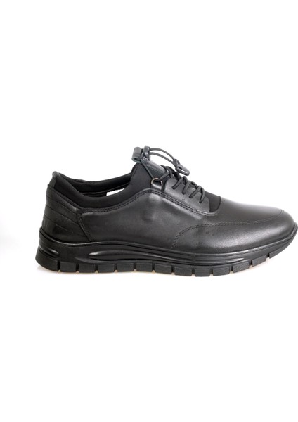 Deri Siyah Lastik Bağcıklı Termo Taban Erkek Ayakkabısı fiyatları