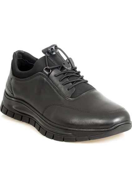 Deri Siyah Lastik Bağcıklı Termo Taban Erkek Ayakkabısı modelleri