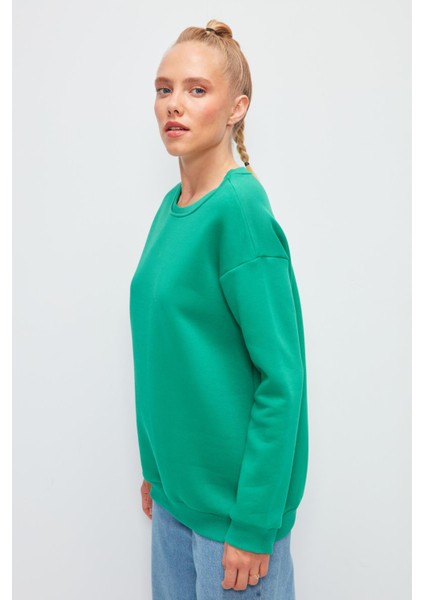 Bisiklet Yaka Düz Renk Sweatshirt modelleri