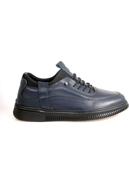 Deri Lacivert Lastik Bağcıklı Termo Taban Erkek Ayakkabısı fiyatları