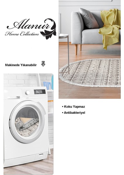 Dijital Salon Halısı Yıldız Deri Kaymaz Taban Saçaklı Oval Iskandinav Mali Açık Kahve modelleri