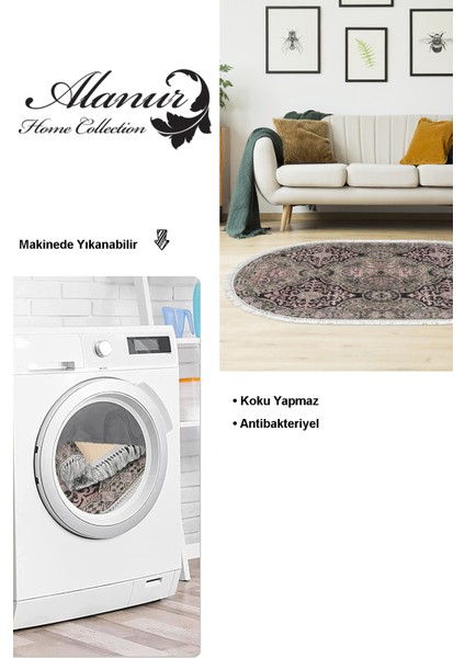 Dijital Salon Halısı Yıldız Deri Kaymaz Taban Saçaklı Oval Modern Osana Pudra modelleri