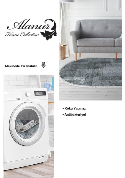 Dijital Salon Halısı Star Pamuk Kaymaz Taban Saçaklı Oval Iskandinav Page Mavi modelleri
