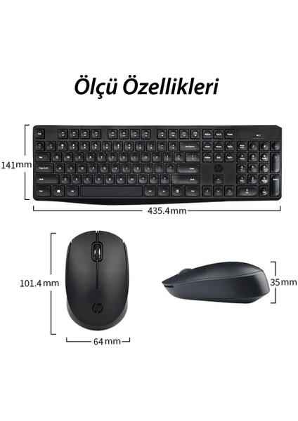 Hp CS10 Kablosuz Wireless Sessiz Klavye Mouse Set Türkçe Q