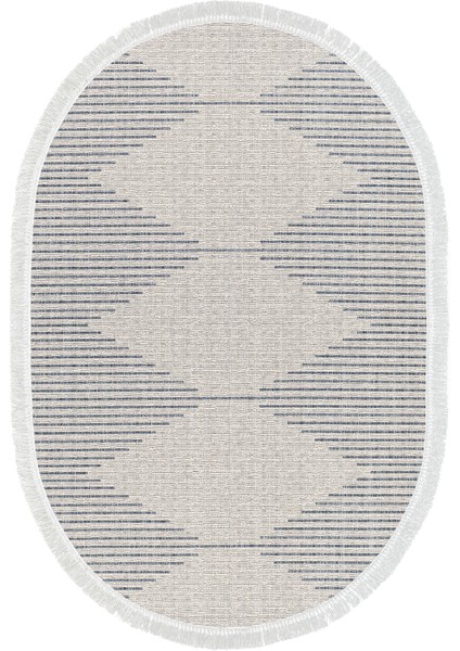 Dijital Salon Halısı Yıldız Deri Kaymaz Taban Saçaklı Oval Iskandinav Kay Lacivert fiyatları