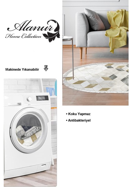 Dijital Salon Halısı Star Pamuk Kaymaz Taban Saçaklı Oval Iskandinav Stephania Krem modelleri