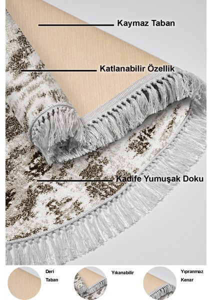 Dijital Salon Halısı Yıldız Deri Kaymaz Taban Saçaklı Oval Iskandinav Annika Kahve indirimleri
