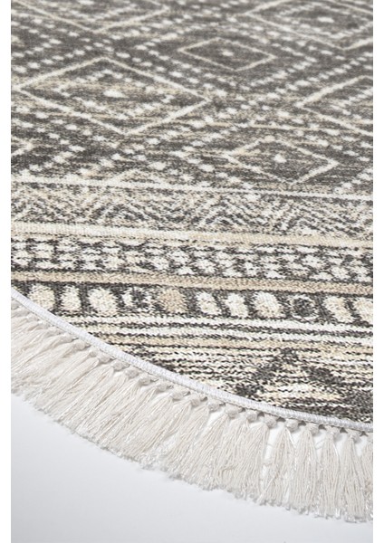 Dijital Salon Halısı Star Pamuk Kaymaz Taban Saçaklı Oval Iskandinav Liz Gri fırsatları