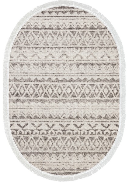 Dijital Salon Halısı Star Pamuk Kaymaz Taban Saçaklı Oval Iskandinav Mali Açık Kahve fiyatları