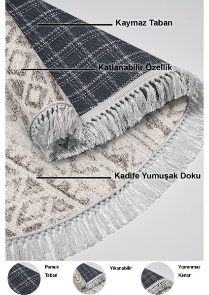 Dijital Salon Halısı Star Pamuk Kaymaz Taban Saçaklı Oval Iskandinav Mali Açık Kahve indirimleri