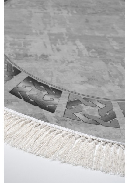 Dijital Salon Halısı Yıldız Deri Kaymaz Taban Saçaklı Yuvarlak Modern Twyla Gri fırsatları