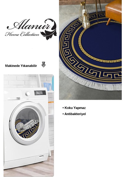 Dijital Salon Halısı Star Pamuk Kaymaz Taban Saçaklı Yuvarlak Modern Carmel Gold modelleri