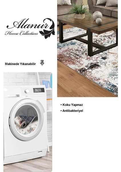 Dijital Salon Halısı Star Pamuk Kaymaz Taban Modern Fern Renkli modelleri