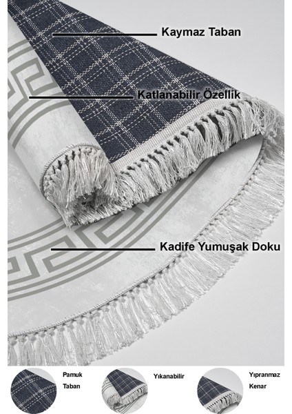 Dijital Salon Halısı Star Pamuk Kaymaz Taban Saçaklı Oval Modern Cassietta Gri indirimleri