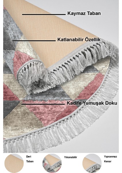 Dijital Salon Halısı Yıldız Deri Kaymaz Taban Saçaklı Yuvarlak Iskandinav Kitty Pudra indirimleri
