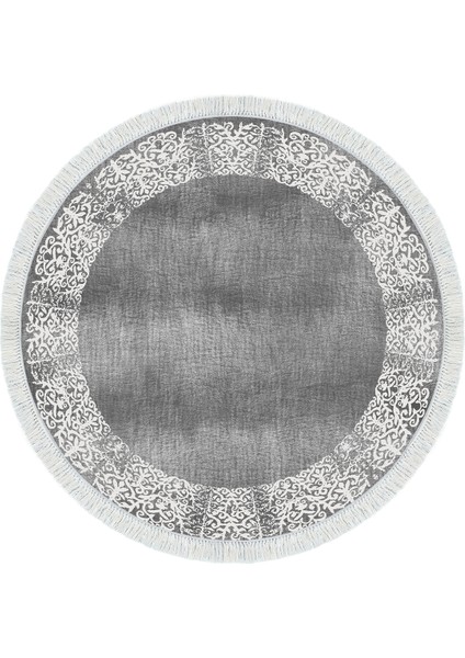 Dijital Salon Halısı Yıldız Deri Kaymaz Taban Saçaklı Yuvarlak Modern Sequoia Gri fiyatları