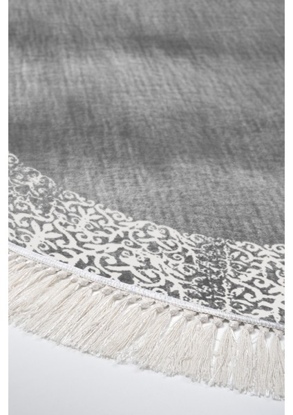 Dijital Salon Halısı Yıldız Deri Kaymaz Taban Saçaklı Yuvarlak Modern Sequoia Gri fırsatları