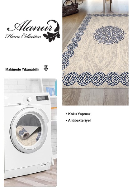 Dijital Salon Halısı Trend Keçe Kaymaz Taban Modern Gilda Mavi modelleri