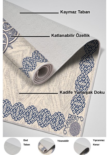 Dijital Salon Halısı Trend Keçe Kaymaz Taban Modern Gilda Mavi indirimleri