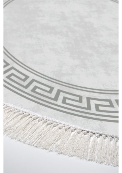 Dijital Salon Halısı Yıldız Deri Kaymaz Taban Saçaklı Yuvarlak Modern Cassietta Gri fırsatları