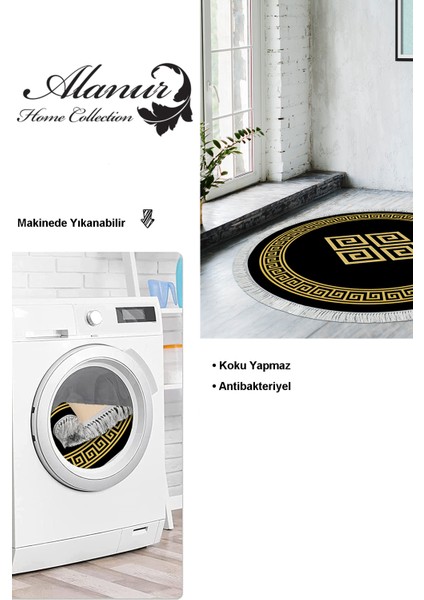 Dijital Salon Halısı Yıldız Deri Kaymaz Taban Saçaklı Yuvarlak Modern Kathryn Gold modelleri