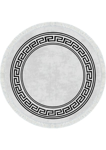 Dijital Salon Halısı Yıldız Deri Kaymaz Taban Saçaklı Yuvarlak Modern Cassietta Antrasit fiyatları