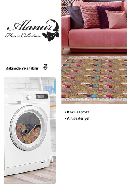 Dijital Salon Halısı Star Pamuk Kaymaz Taban Saçaklı Modern Phebe Renkli modelleri