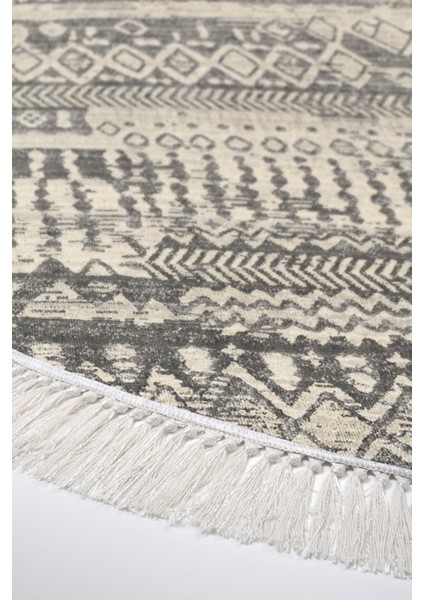 Dijital Salon Halısı Yıldız Deri Kaymaz Taban Saçaklı Yuvarlak Iskandinav Ysabel Gri fırsatları