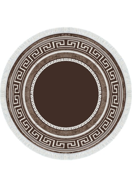 Dijital Salon Halısı Star Pamuk Kaymaz Taban Saçaklı Yuvarlak Modern Carmel Kahve fiyatları