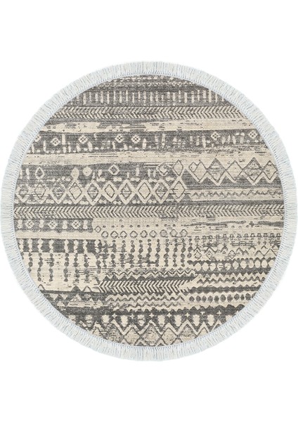 Dijital Salon Halısı Star Pamuk Kaymaz Taban Saçaklı Yuvarlak Iskandinav Ysabel Gri fiyatları