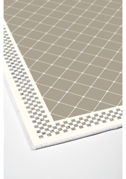 Dijital Salon Halısı Star Pamuk Kaymaz Taban Modern Krystalyn Bej fırsatları