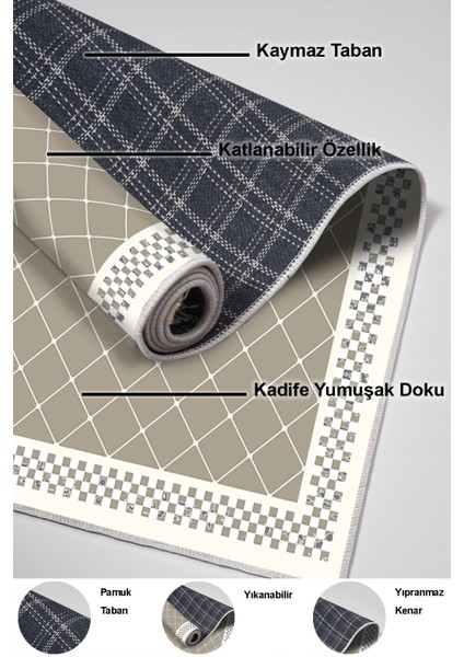 Dijital Salon Halısı Star Pamuk Kaymaz Taban Modern Krystalyn Bej indirimleri